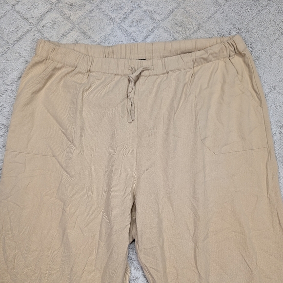 Able Pants Womens 1X Beige Pull On Cotton Twill Stretch Taper Casual Crop - Picture 2 of 8